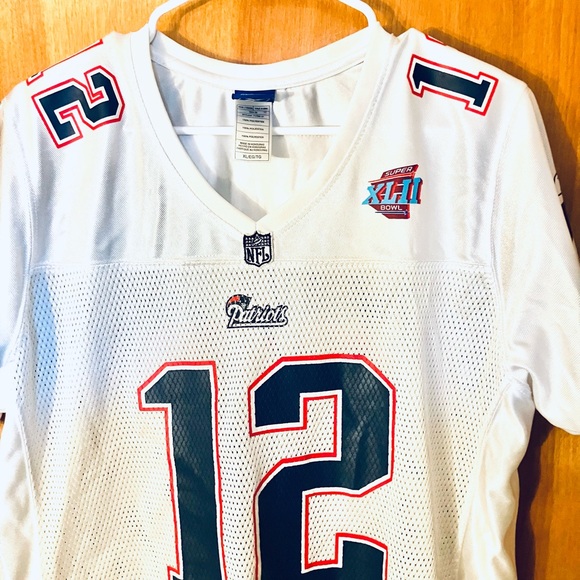 Reebok Patriots Tom Brady #12 Women’s XL Super Bowl XLII White Jersey - Picture 4 of 7